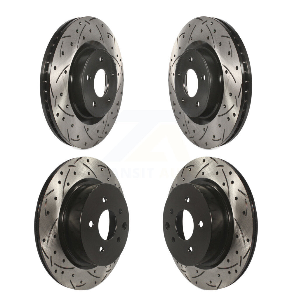 Coated Drilled Slot Disc Brake Rotors Front Rear Kit For 2016-2017 INFINITI QX50