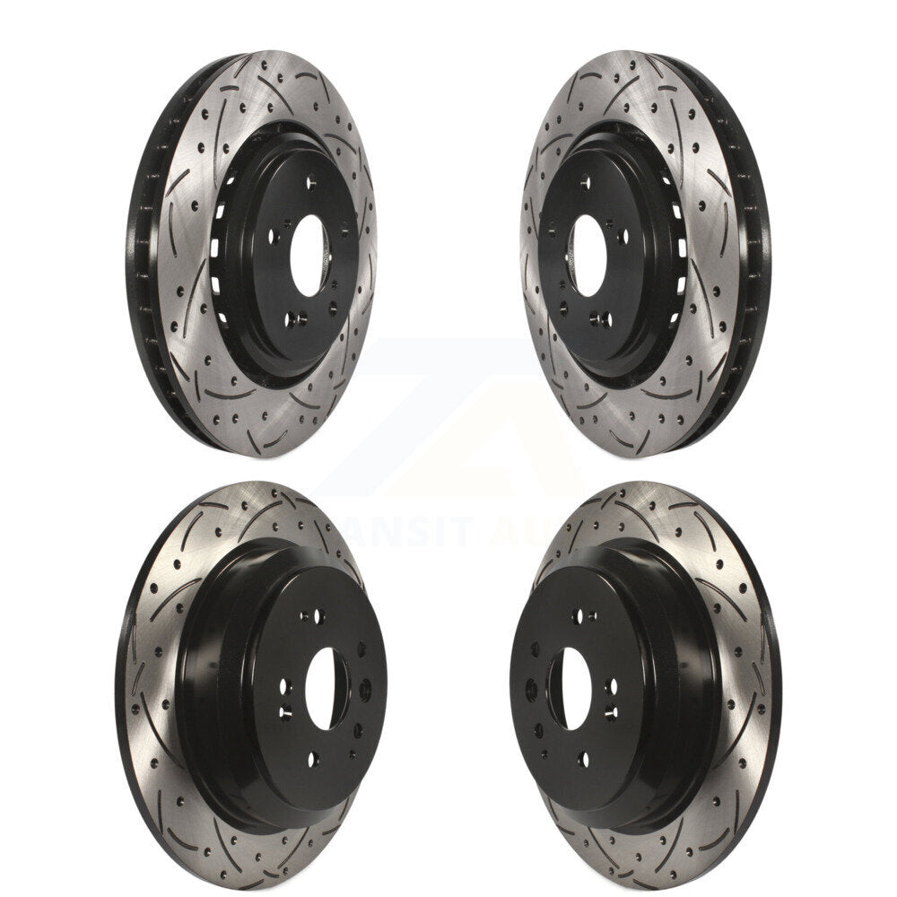 Coated Drilled Slotted Disc Brake Rotors Front Rear Kit For 2014-2016 Acura MDX