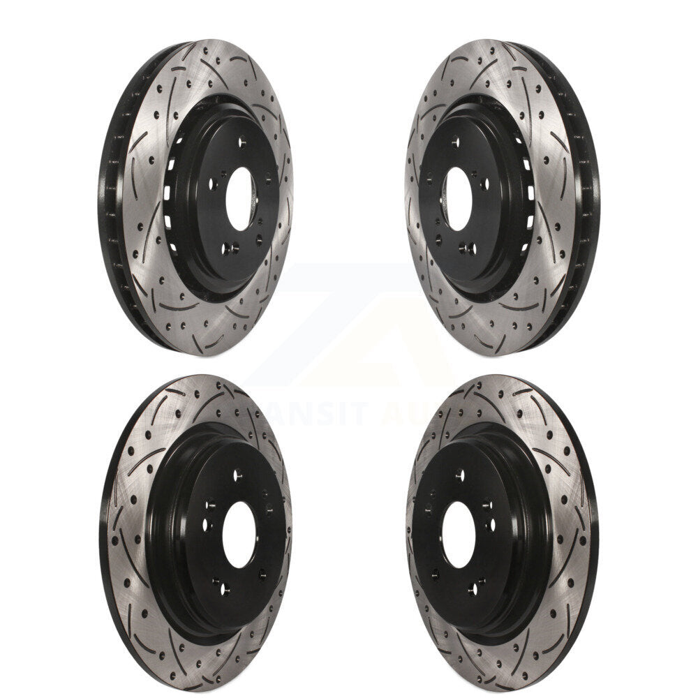 Coated Drilled Slotted Disc Brake Rotors Front Rear Kit For 2015-2020 Acura TLX