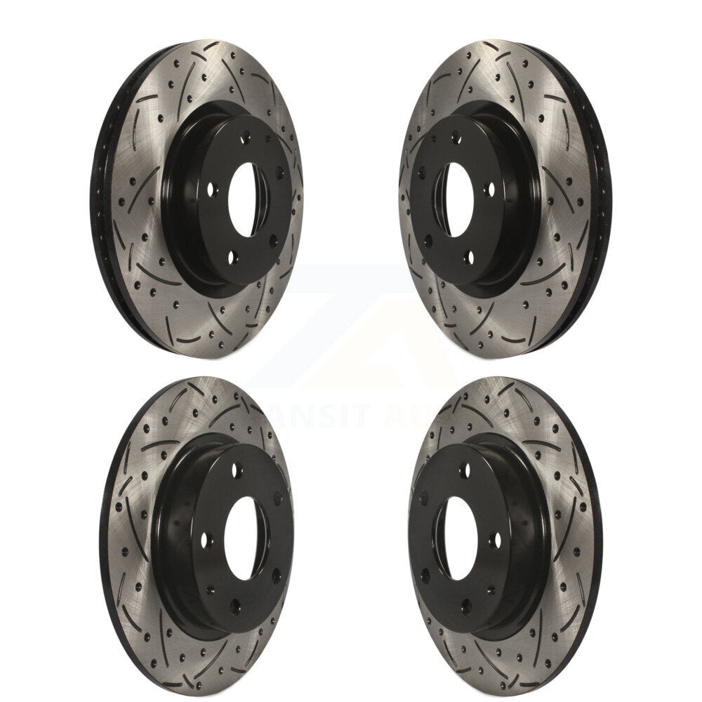 Coated Drilled Slotted Disc Brake Rotors Front Rear Kit For Mazda 3 CX-3 Sport