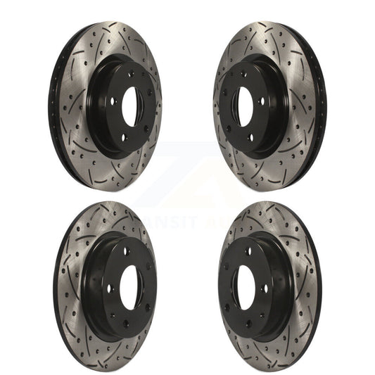 Coated Drilled Slotted Disc Brake Rotors Front Rear Kit For Mazda 3 CX-3 Sport