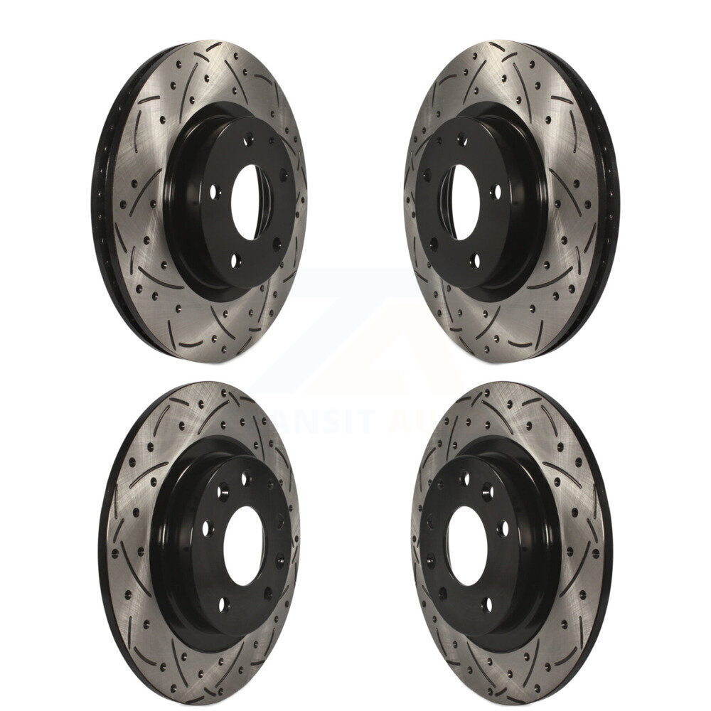 Coated Drilled Slot Disc Brake Rotor Front Rear Kit For 2016-2018 Mazda CX-3 AWD