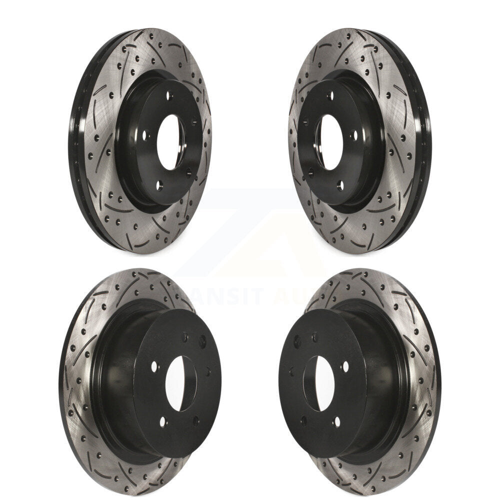 Coated Drilled Slotted Disc Brake Rotors Front Rear Kit For Nissan Sentra