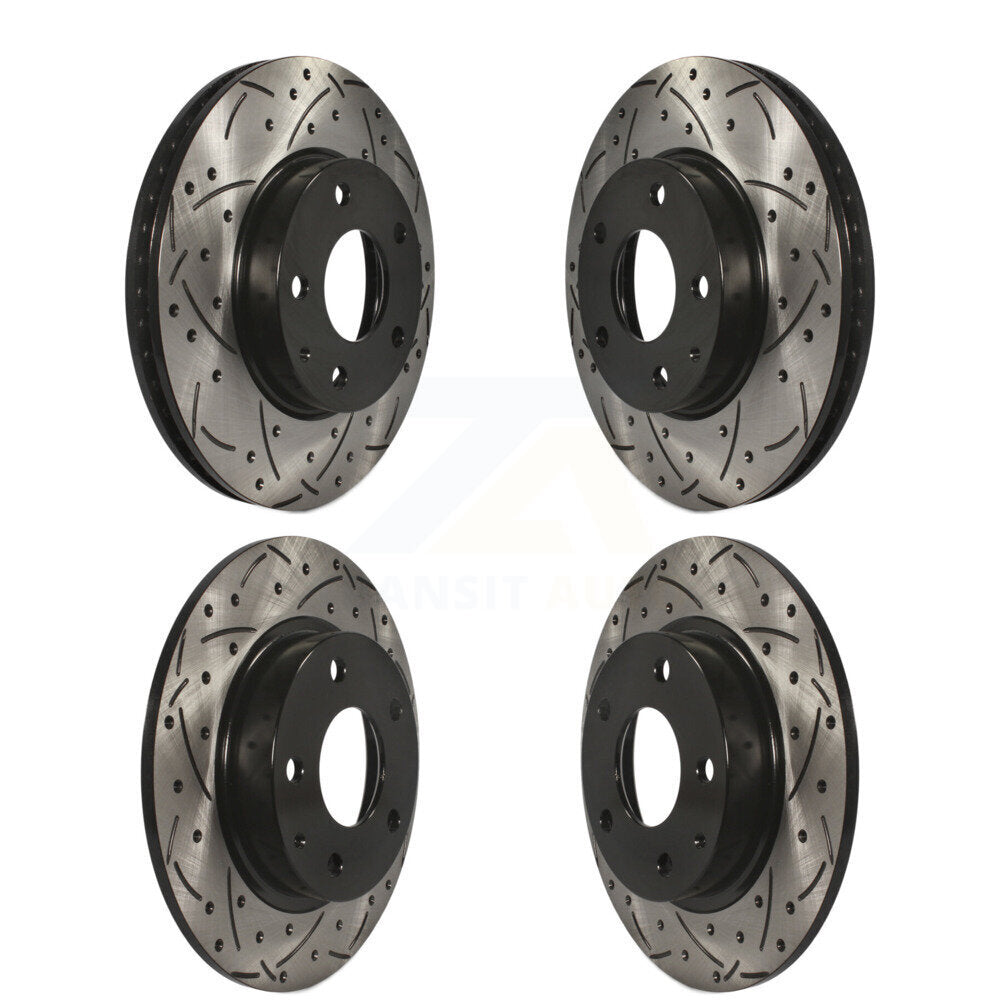 Coated Drilled Slotted Disc Brake Rotors Front Rear Kit For Mazda 3 CX-3 Sport