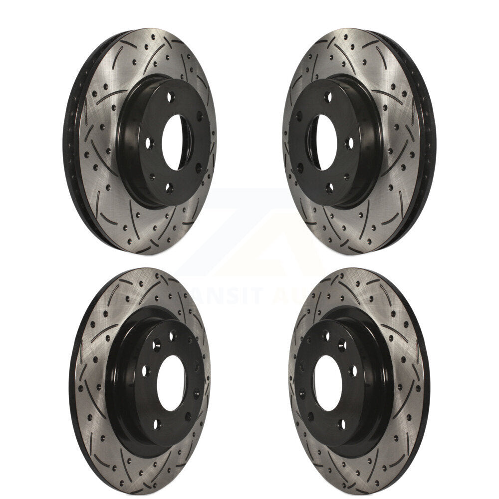 Coated Drilled Slot Disc Brake Rotor Front Rear Kit For 2016-2018 Mazda CX-3 FWD