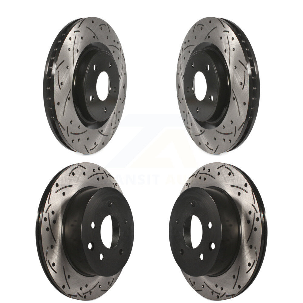 Coated Drilled Slotted Disc Brake Rotors Front Rear Kit For Nissan Rogue