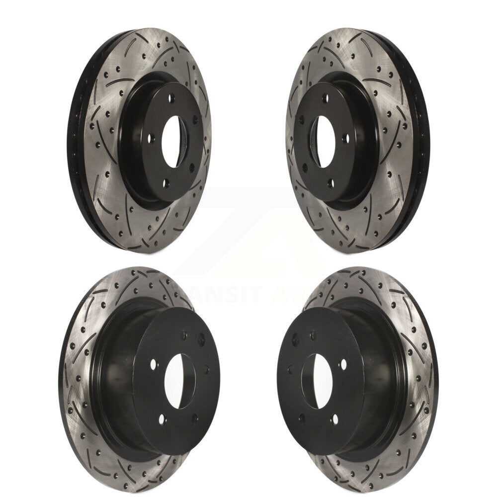 Coated Drilled Slotted Disc Brake Rotors Front Rear Kit For Nissan Altima