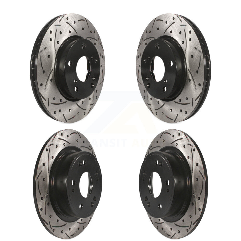 Coated Drilled Slot Disc Brake Rotors Front Rear Kit For 2017 Honda Accord LX-S