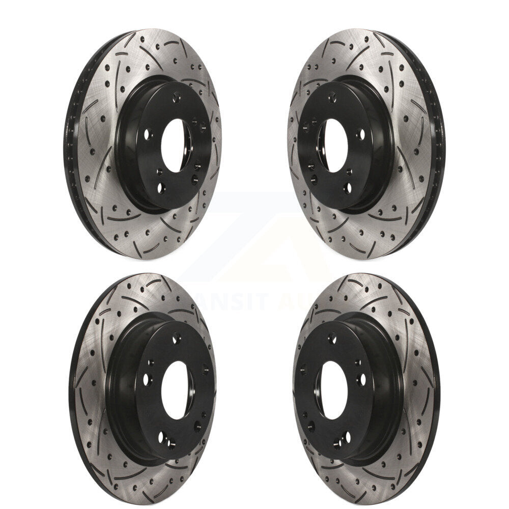 Coated Drilled Slotted Disc Brake Rotors Front Rear Kit For Honda Civic Insight