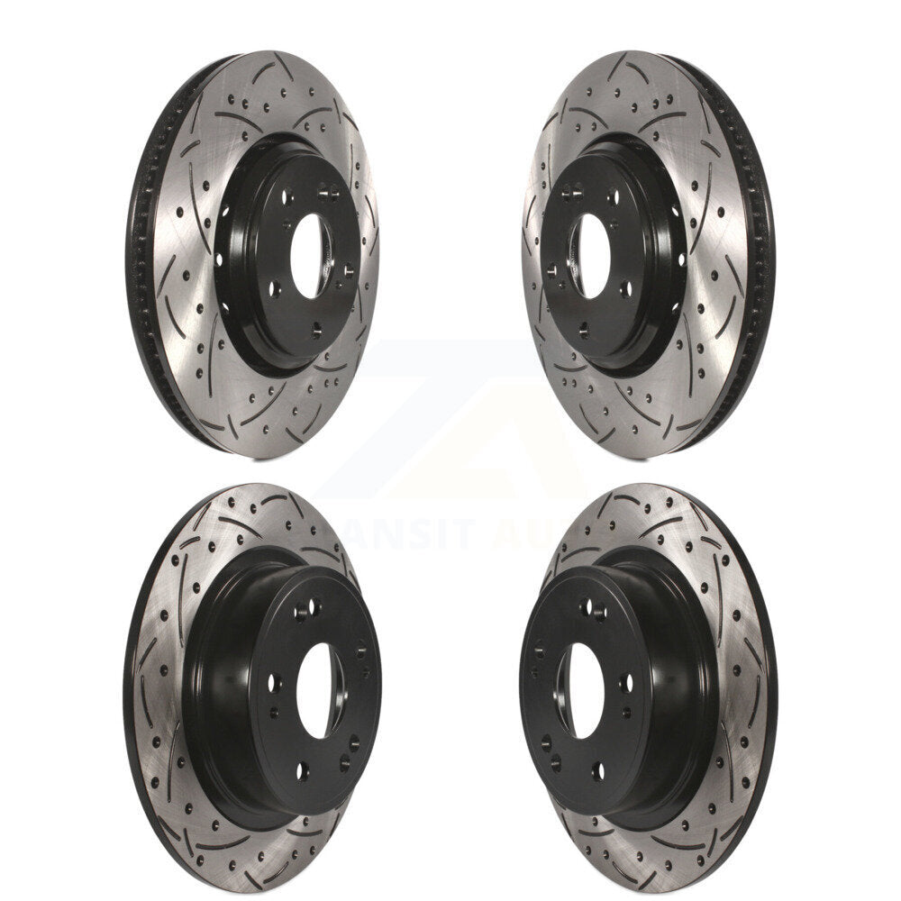 Coated Drilled Slot Disc Brake Rotors Front Rear Kit For Honda Accord Acura ILX