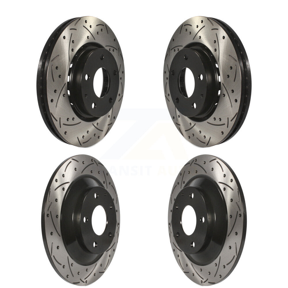 Coated Drilled Slotted Disc Brake Rotors Front Rear Kit For Mazda CX-5