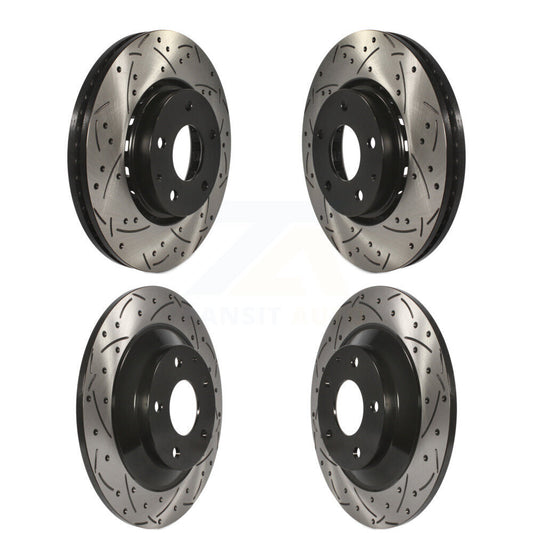 Coated Drilled Slotted Disc Brake Rotors Front Rear Kit For Mazda CX-5