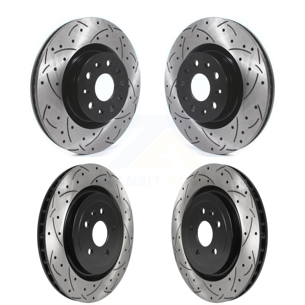 Coat Drill Slot Disc Brake Rotors Front Rear Kit For 2017-2019 Cadillac CTS 6.2L