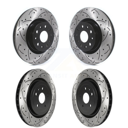 Coat Drill Slot Disc Brake Rotors Front Rear Kit For 2017-2019 Cadillac CTS 6.2L