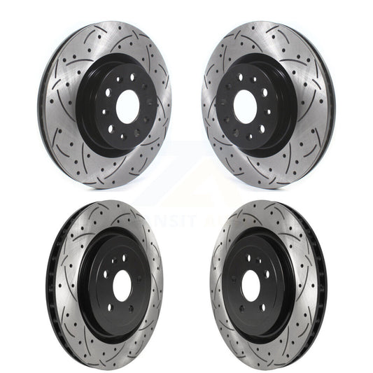 Coat Drill Slot Disc Brake Rotors Front Rear Kit For 2017-2019 Cadillac CTS 6.2L