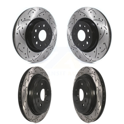 Coated Drilled Slotted Disc Brake Rotors Front Rear Kit For Cadillac CTS