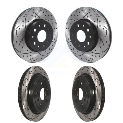 Coated Drilled Slotted Disc Brake Rotors Front Rear Kit For Cadillac CTS