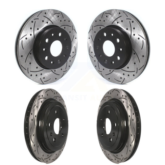 Coated Drilled Slotted Disc Brake Rotors Front Rear Kit For Cadillac CTS