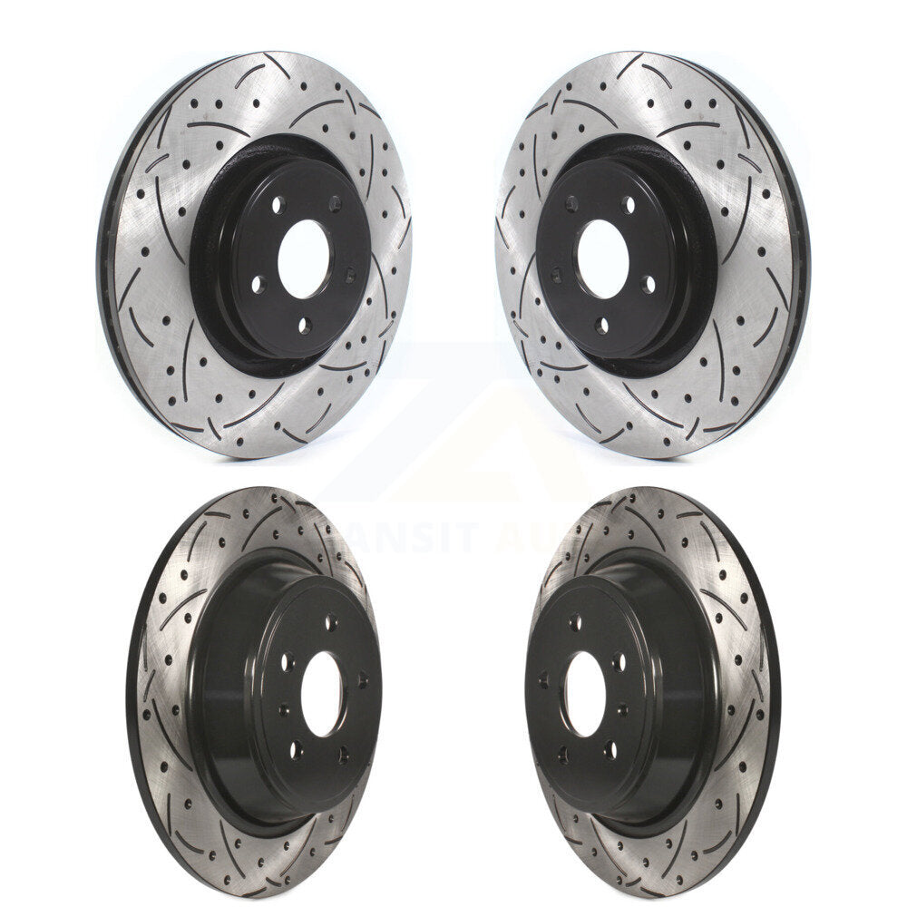 Coated Drilled Slotted Disc Brake Rotors Front Rear Kit For Lincoln MKC