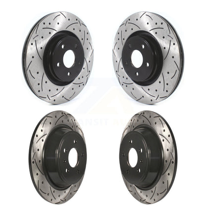 Coated Drilled Slotted Disc Brake Rotors Front Rear Kit For Lincoln MKC