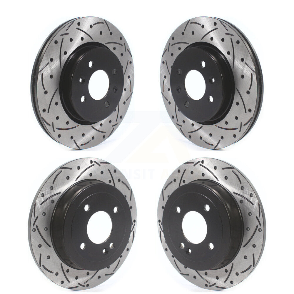 Coated Drilled Slot Disc Brake Rotors Front Rear Kit For Kia Rio Hyundai Accent