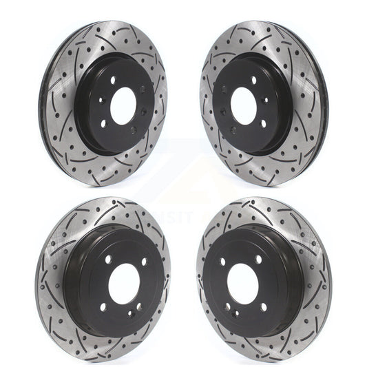 Coated Drilled Slot Disc Brake Rotors Front Rear Kit For Kia Rio Hyundai Accent
