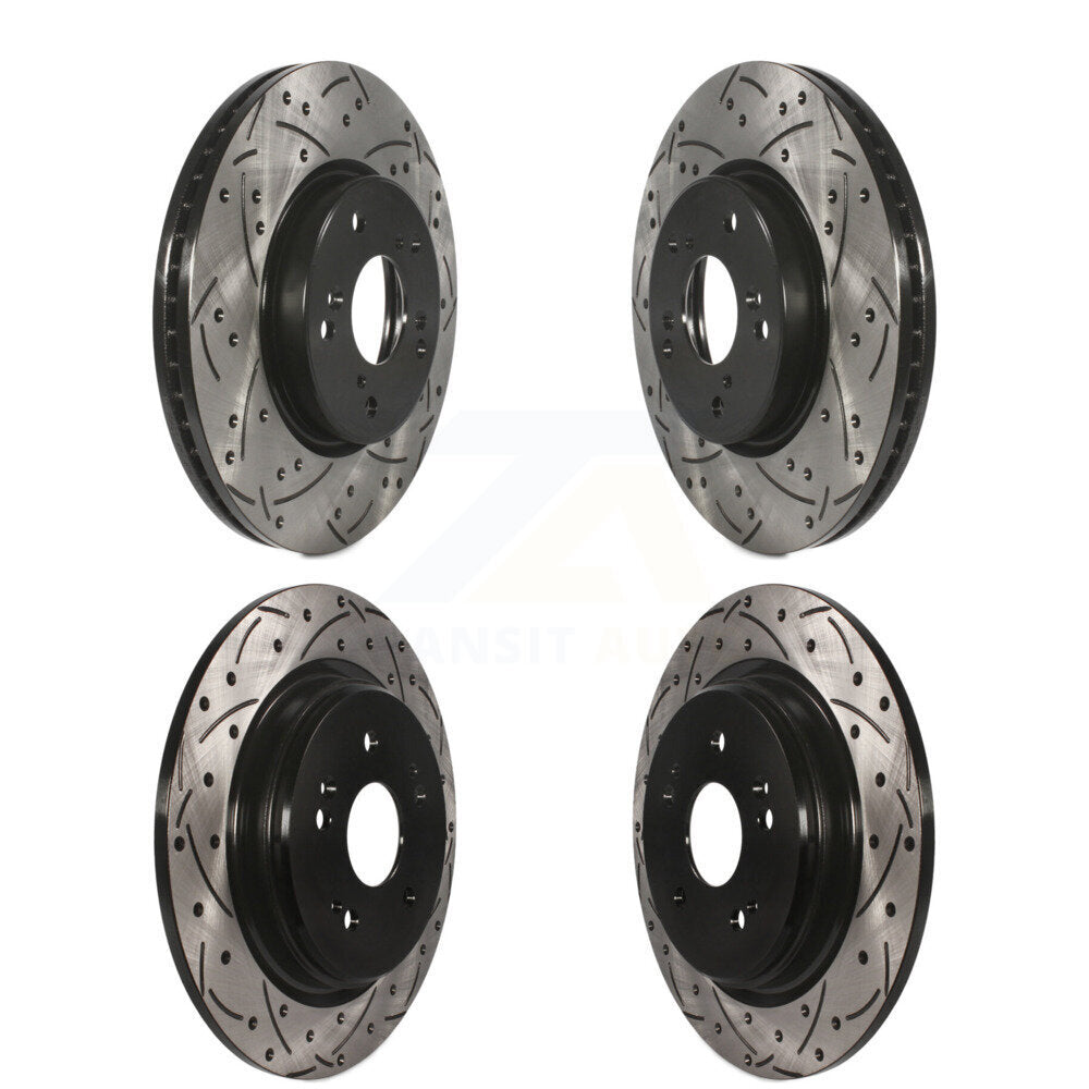 Coated Drilled Slotted Disc Brake Rotors Front Rear Kit For 2020 Honda CR-V 2.0L