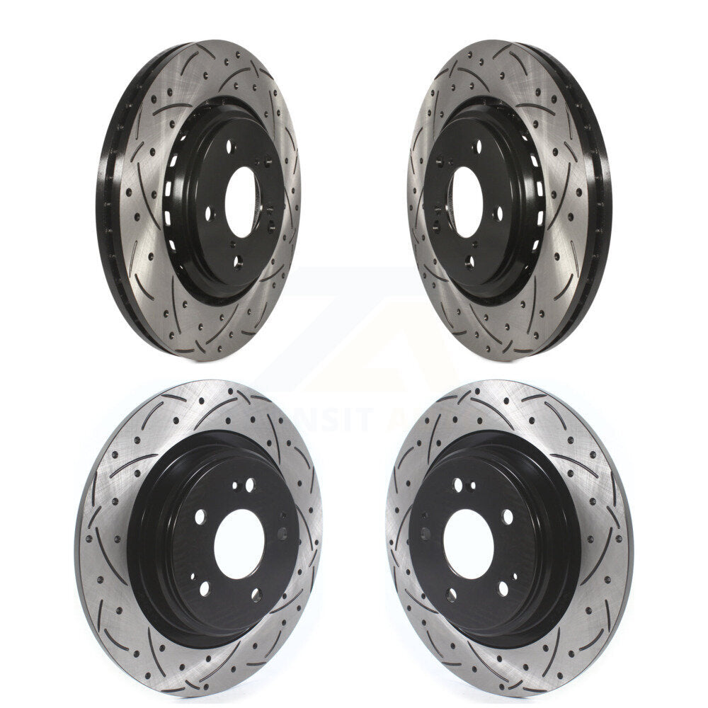 Coated Drilled Slotted Disc Brake Rotors Front Rear Kit For Acura MDX
