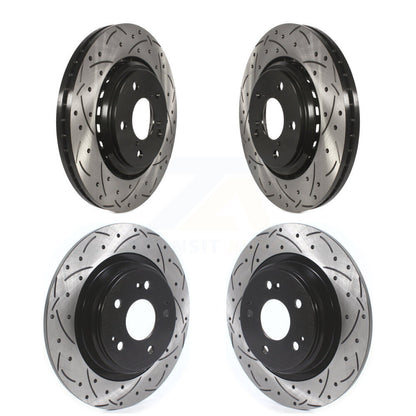 Coated Drilled Slotted Disc Brake Rotors Front Rear Kit For Acura MDX