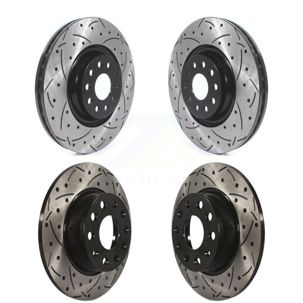 Coated Drill Slot Disc Brake Rotors Front Rear Kit For 2022-2023 Audi A3 Quattro