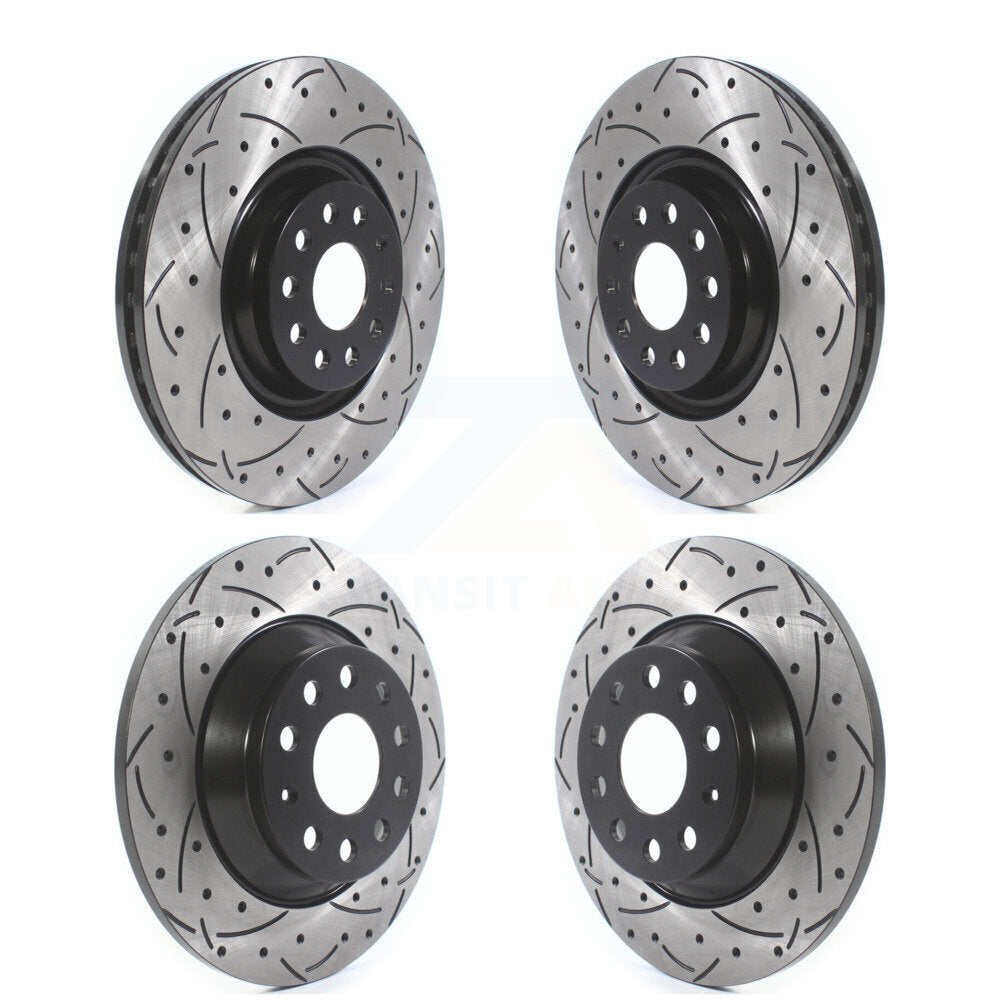 Coated Drilled Slot Disc Brake Rotors Front Rear Kit For Volkswagen Tiguan Jetta