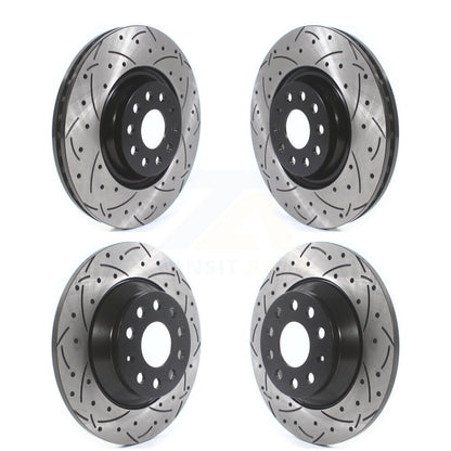 Coated Drilled Slot Disc Brake Rotors Front Rear Kit For Volkswagen Tiguan Jetta