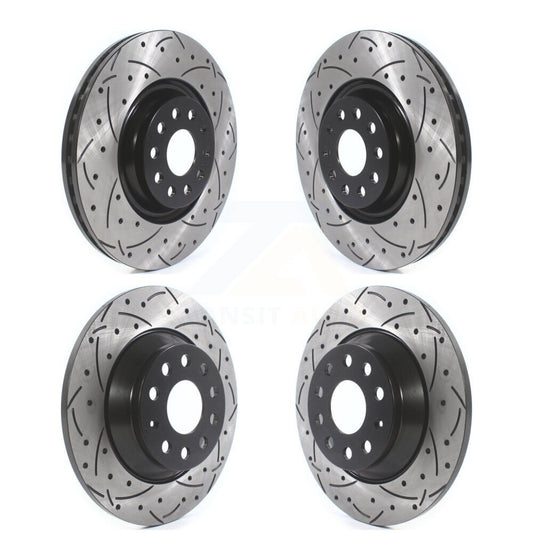 Coated Drilled Slot Disc Brake Rotors Front Rear Kit For Volkswagen Tiguan Jetta