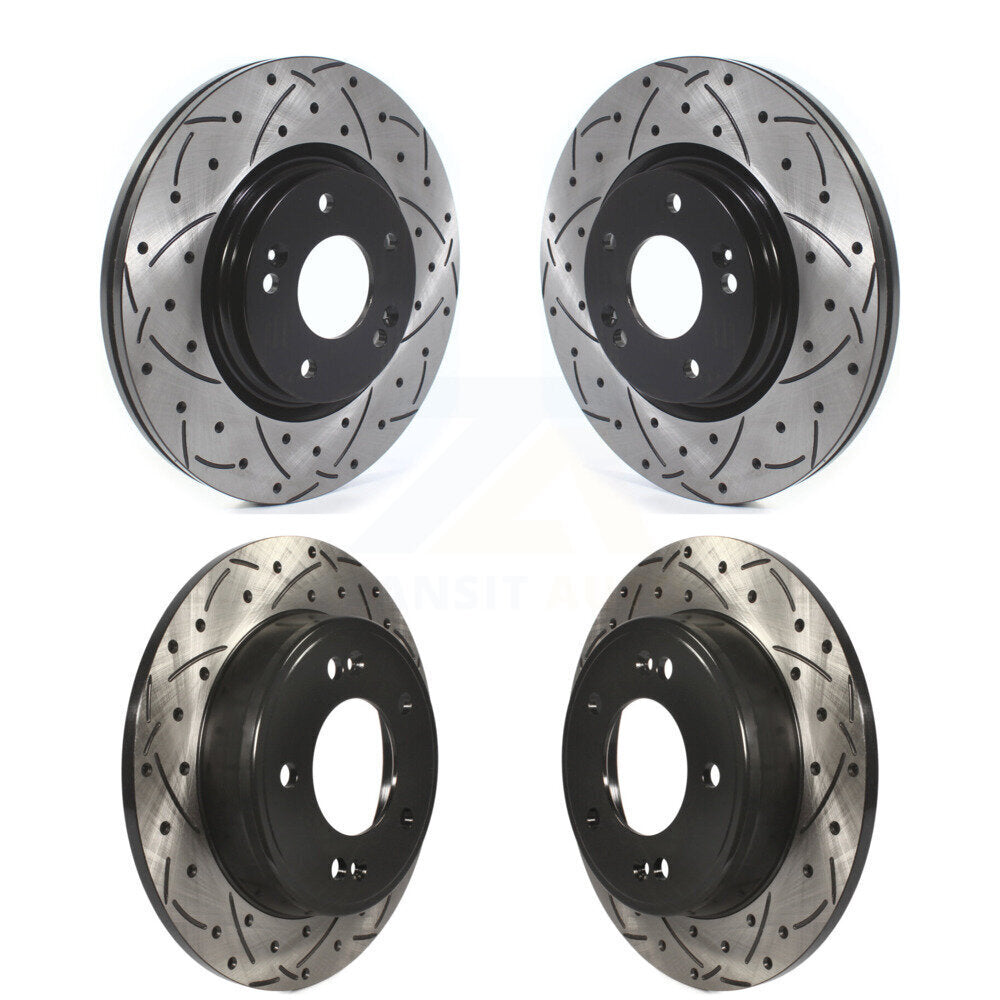 Coated Drilled Slotted Disc Brake Rotors Front Rear Kit For Kia Soul Forte5