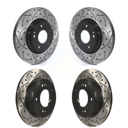 Coated Drilled Slotted Disc Brake Rotors Front Rear Kit For Kia Soul Forte5