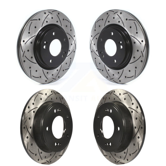 Coated Drilled Slotted Disc Brake Rotors Front Rear Kit For Kia Soul Forte5