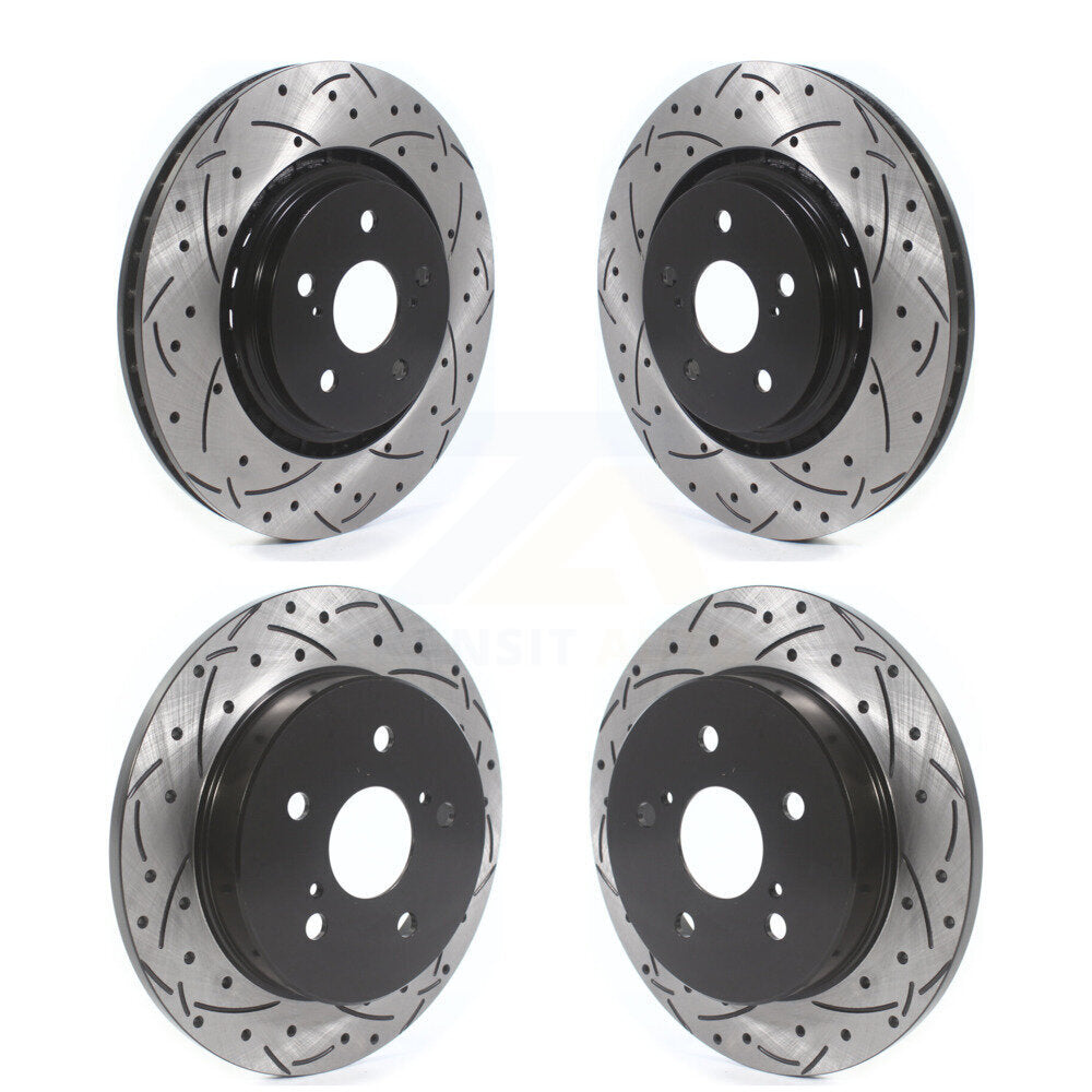 Coated Drilled Slotted Disc Brake Rotors Front Rear Kit For Toyota Camry Avalon