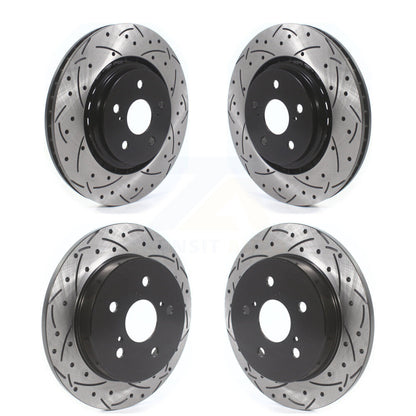 Coated Drilled Slotted Disc Brake Rotors Front Rear Kit For Toyota Camry Avalon