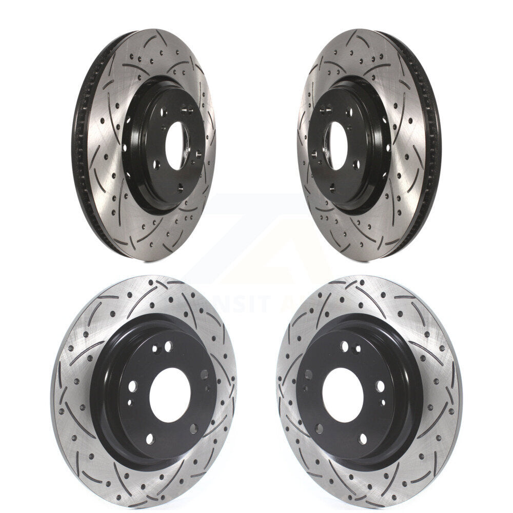 Coated Drilled Slot Disc Brake Rotor Front Rear Kit For 2017-2020 Honda Civic Si