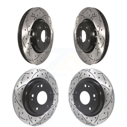 Coated Drilled Slot Disc Brake Rotor Front Rear Kit For 2017-2020 Honda Civic Si