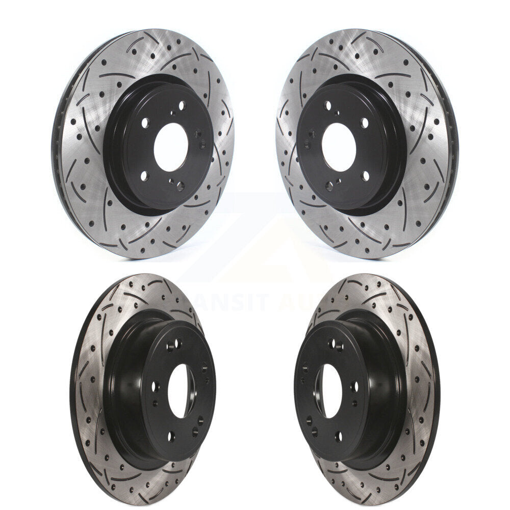 Coated Drilled Slotted Disc Brake Rotors Front Rear Kit For Honda Accord