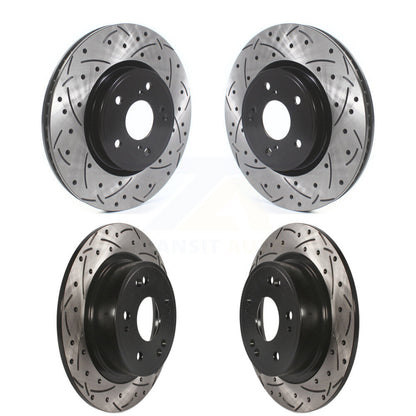 Coated Drilled Slotted Disc Brake Rotors Front Rear Kit For Honda Accord