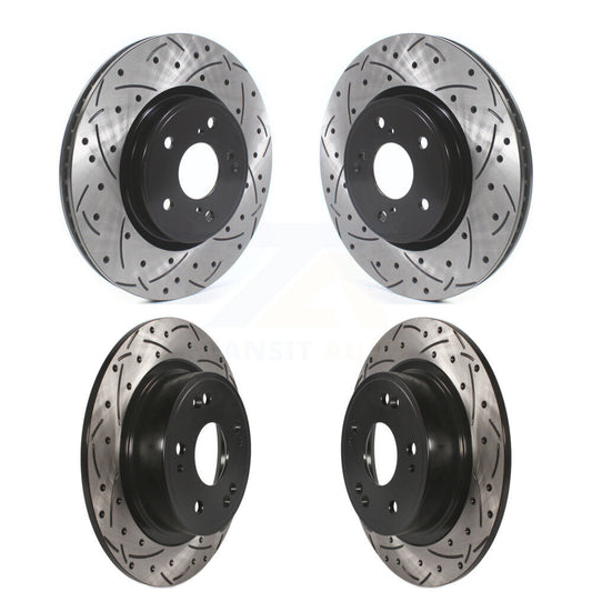Coated Drilled Slotted Disc Brake Rotors Front Rear Kit For Honda Accord