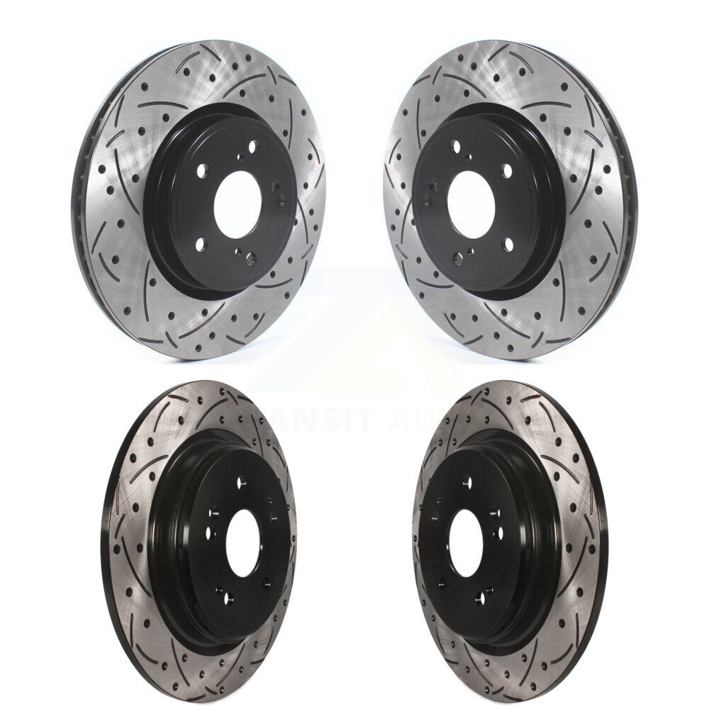 Coated Drilled Slotted Disc Brake Rotors Front Rear Kit For Honda CR-V