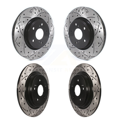 Coated Drilled Slotted Disc Brake Rotors Front Rear Kit For Honda CR-V