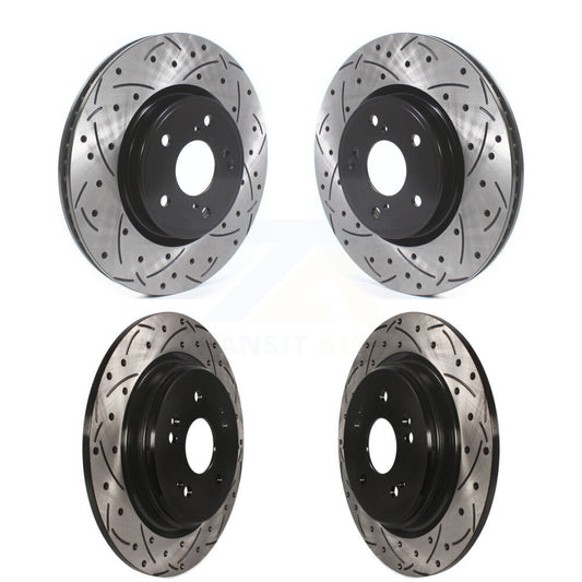 Coated Drilled Slotted Disc Brake Rotors Front Rear Kit For Honda CR-V