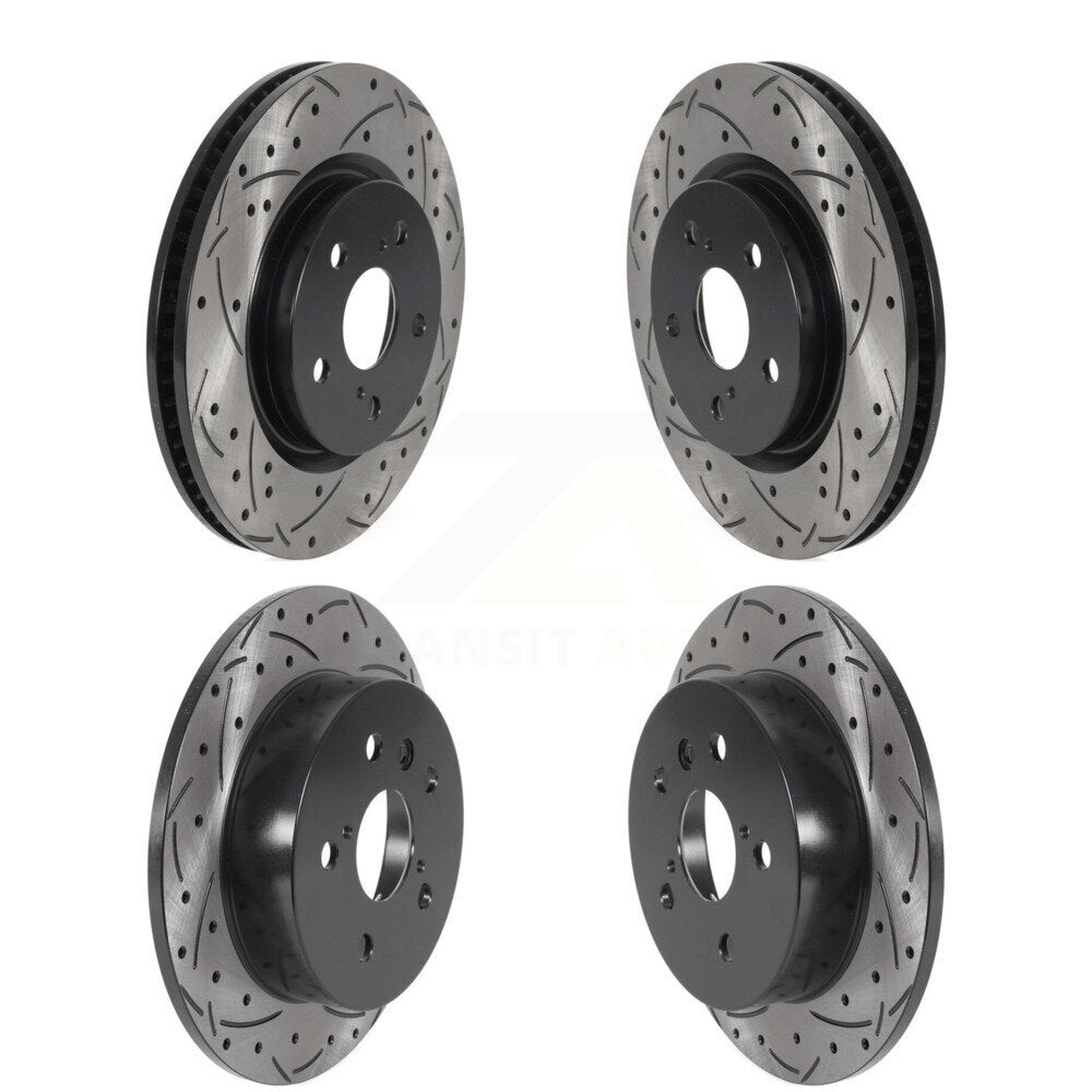 Coated Drilled Slotted Disc Brake Rotors Front Rear Kit For Toyota Camry