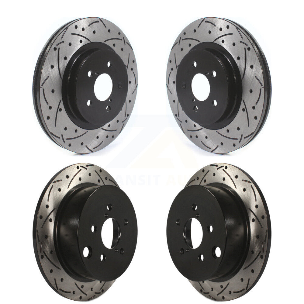 Coated Drilled Slot Disc Brake Rotor Front Rear Kit For Subaru Crosstrek Impreza