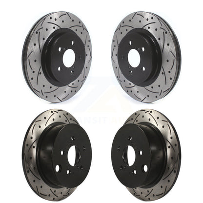 Coated Drilled Slot Disc Brake Rotor Front Rear Kit For Subaru Crosstrek Impreza