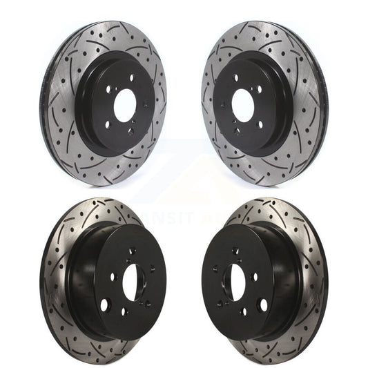 Coated Drilled Slot Disc Brake Rotor Front Rear Kit For Subaru Crosstrek Impreza